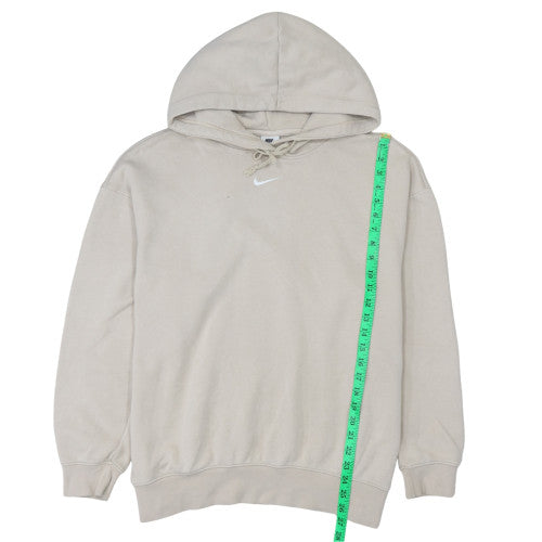 Nike Women Beige Pullover Hoodie M Hooded Logo Sweatshirt