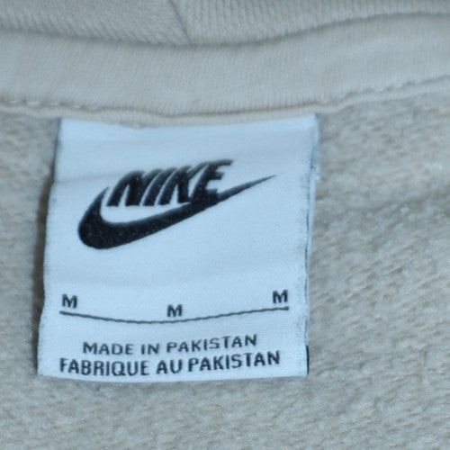 Nike Women Beige Pullover Hoodie M Hooded Logo Sweatshirt