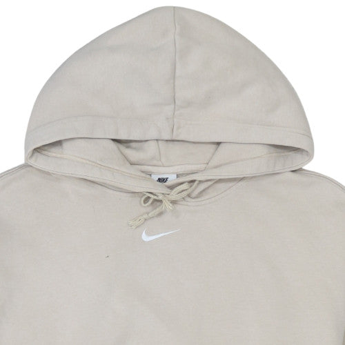 Nike Women Beige Pullover Hoodie M Hooded Logo Sweatshirt