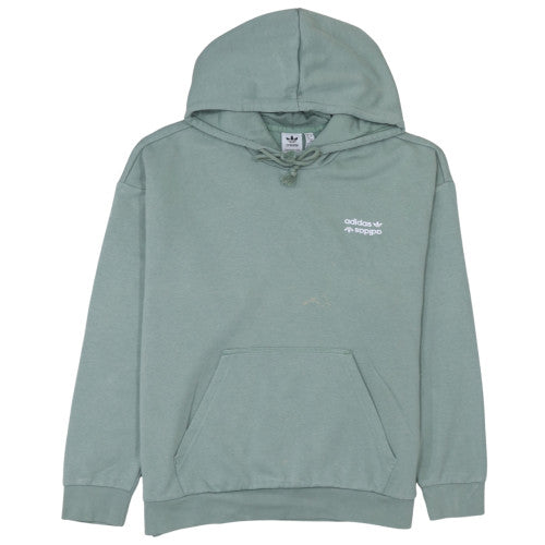 Adidas Women’s Green Pullover Hoodie Medium Logo Print Cotton Blend