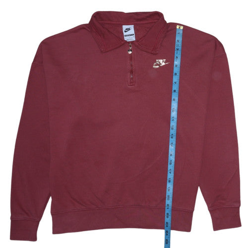 Nike Womens Burgundy 1/4 Zip Oversized Sweatshirt S Cotton Blend