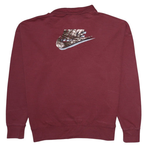 Nike Womens Burgundy 1/4 Zip Oversized Sweatshirt S Cotton Blend