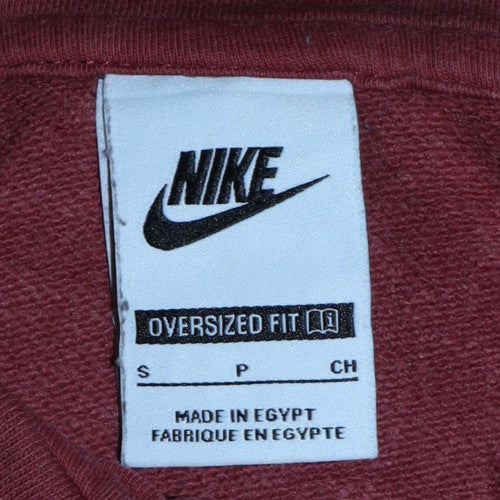 Nike Womens Burgundy 1/4 Zip Oversized Sweatshirt S Cotton Blend