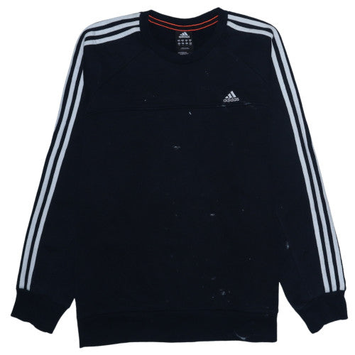 Adidas Men Black Crew Neck Pullover Sweatshirt Size M Sports Fleece