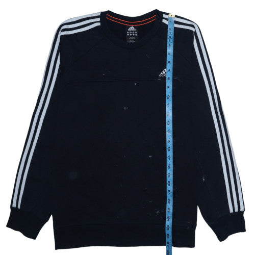 Adidas Men Black Crew Neck Pullover Sweatshirt Size M Sports Fleece