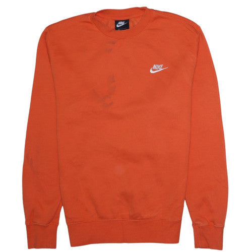 Nike Womens Orange XS Pullover Sweatshirt Cotton Blend Logo Crew Neck