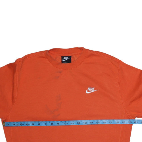 Nike Womens Orange XS Pullover Sweatshirt Cotton Blend Logo Crew Neck