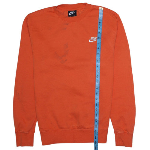Nike Womens Orange XS Pullover Sweatshirt Cotton Blend Logo Crew Neck