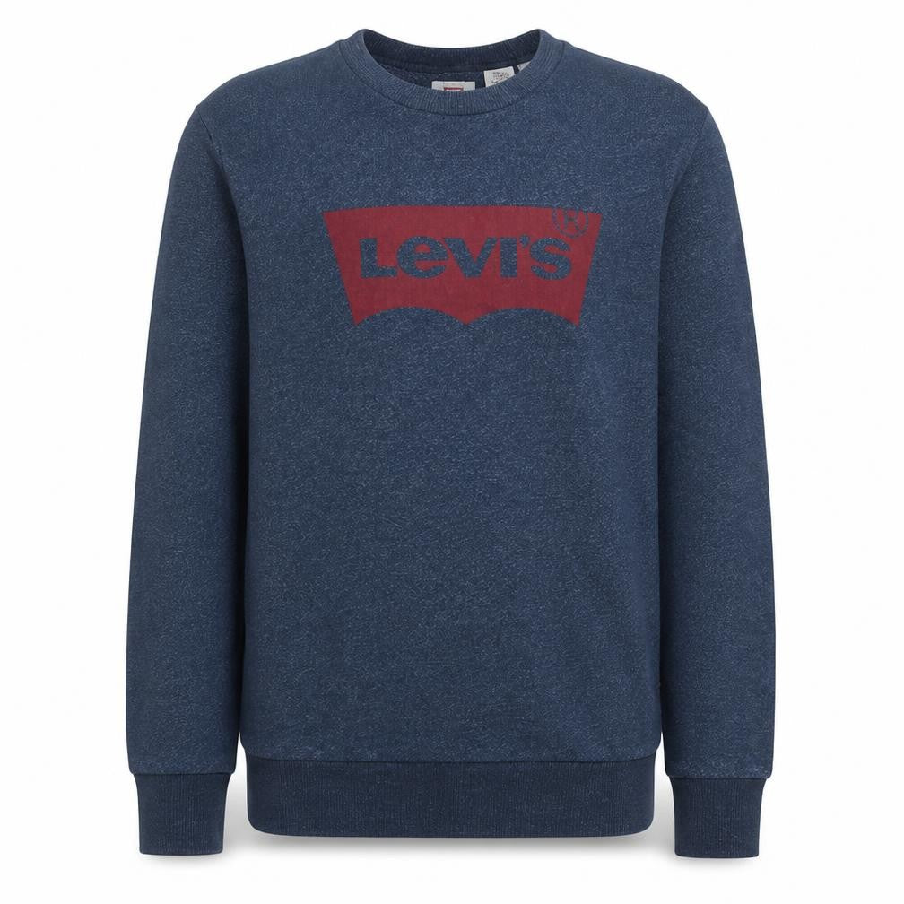 Front view of Levi's Men's Blue Logo Pullover Sweatshirt, size M, Regular Fit