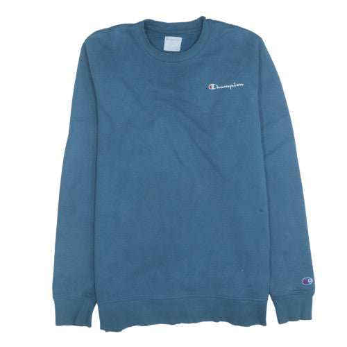 Champion Men's Blue Pullover Sweatshirt L Regular Fit Crew Neck