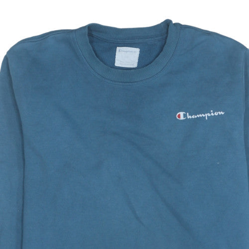 Champion Men's Blue Pullover Sweatshirt L Regular Fit Crew Neck