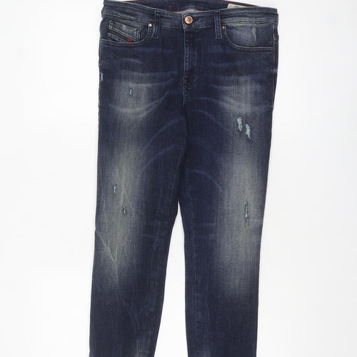 Diesel Women Blue Skinny Distressed Zip Jeans Size 10