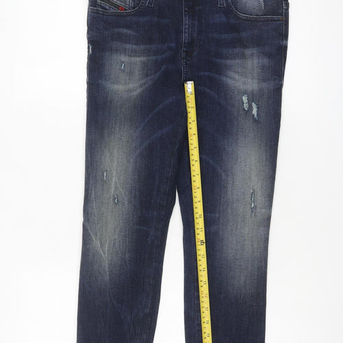 Diesel Women Blue Skinny Distressed Zip Jeans Size 10