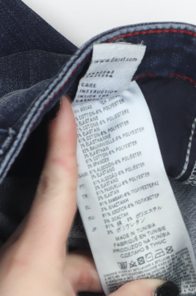 Diesel Women Blue Skinny Distressed Zip Jeans Size 10