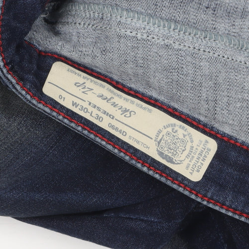 Diesel Women Blue Skinny Distressed Zip Jeans Size 10