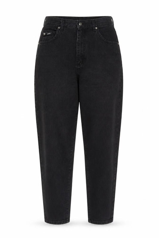 Front view of Lee Women Black High Rise Mom Jeans, size 8, Denim Classic