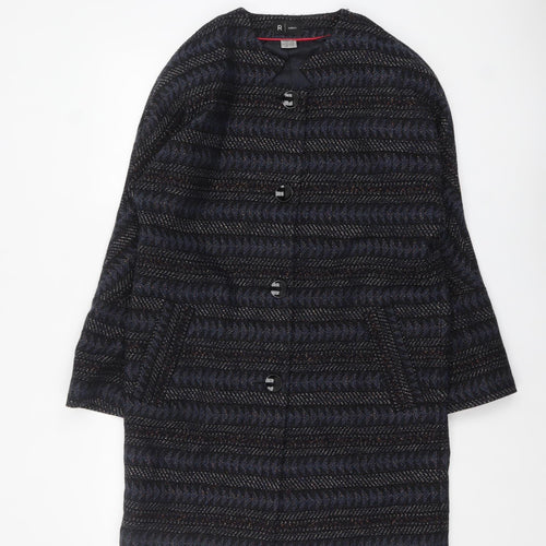 La Redoute Women’s Blue Herringbone Long Overcoat Size 10