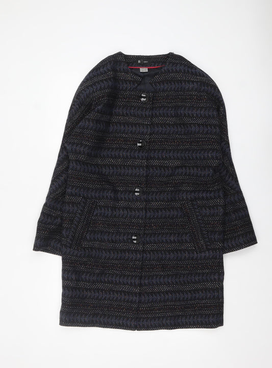 La Redoute Women’s Blue Herringbone Long Overcoat Size 10