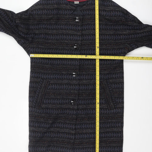 La Redoute Women’s Blue Herringbone Long Overcoat Size 10