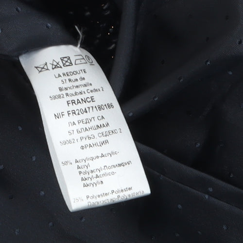 La Redoute Women’s Blue Herringbone Long Overcoat Size 10