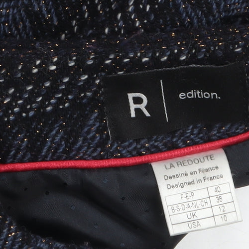 La Redoute Women’s Blue Herringbone Long Overcoat Size 10