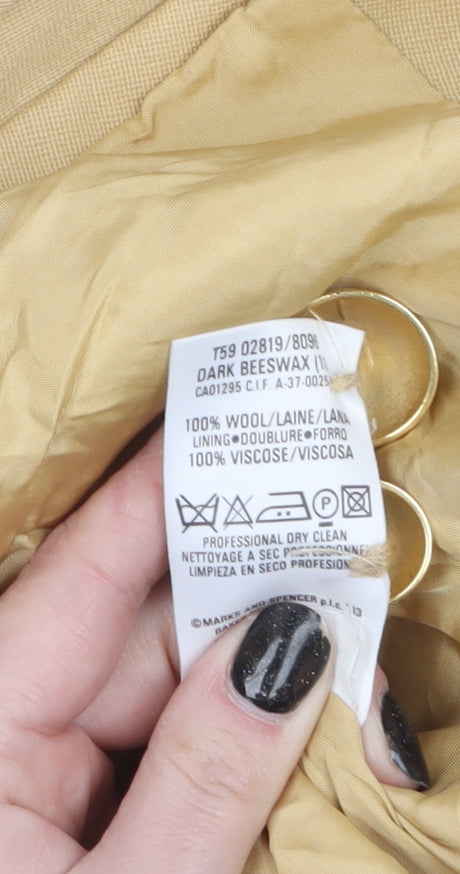 Marks and Spencer St Michael Beige Wool Double-Breasted Women's Blazer UK 18