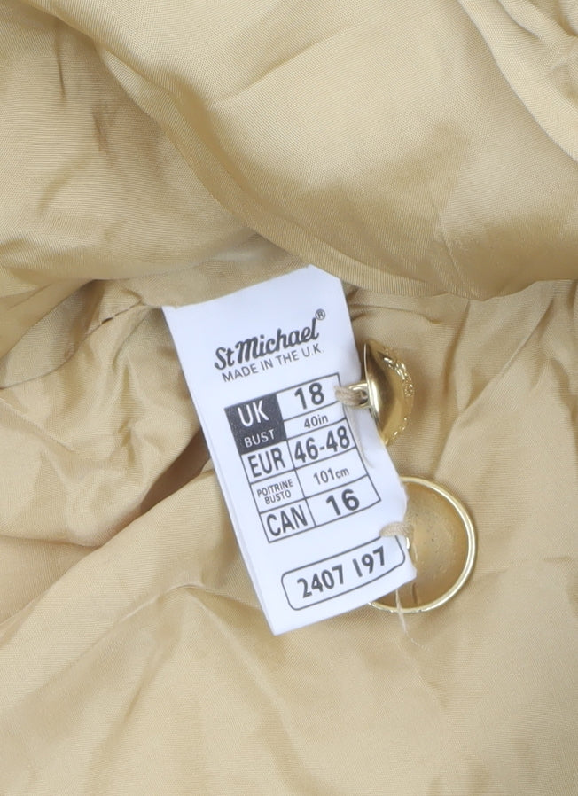 Marks and Spencer St Michael Beige Wool Double-Breasted Women's Blazer UK 18