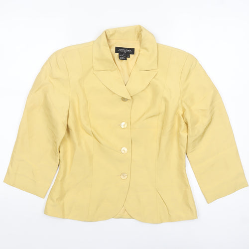 Cynthia Howie Women's Yellow Silk 3/4 Sleeve Single-Breasted Blazer Size 8