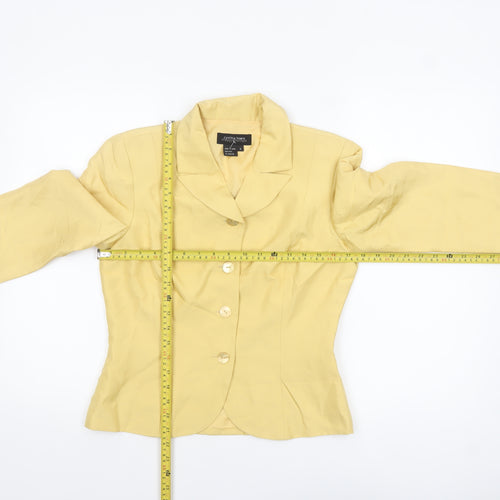 Cynthia Howie Women's Yellow Silk 3/4 Sleeve Single-Breasted Blazer Size 8