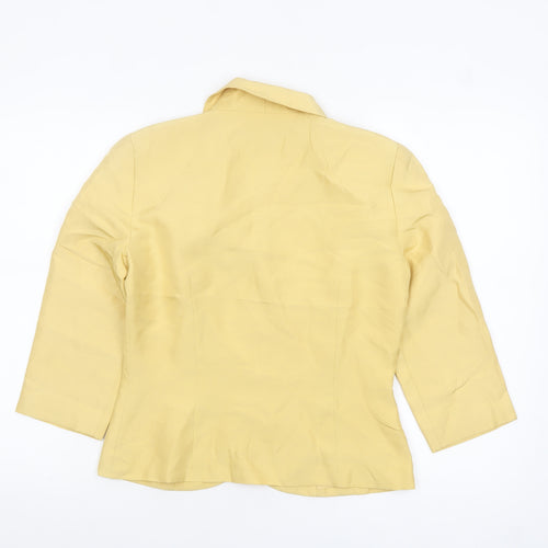 Cynthia Howie Women's Yellow Silk 3/4 Sleeve Single-Breasted Blazer Size 8