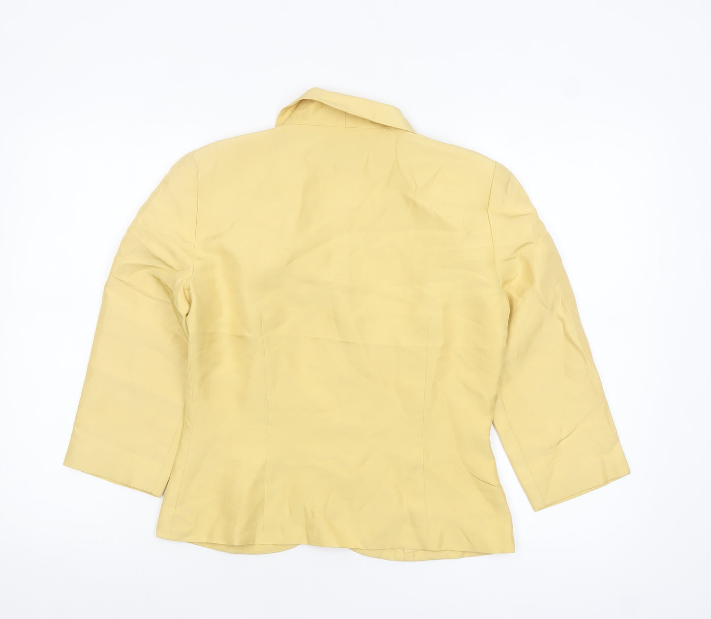 Cynthia Howie Women's Yellow Silk 3/4 Sleeve Single-Breasted Blazer Size 8