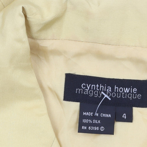 Cynthia Howie Women's Yellow Silk 3/4 Sleeve Single-Breasted Blazer Size 8