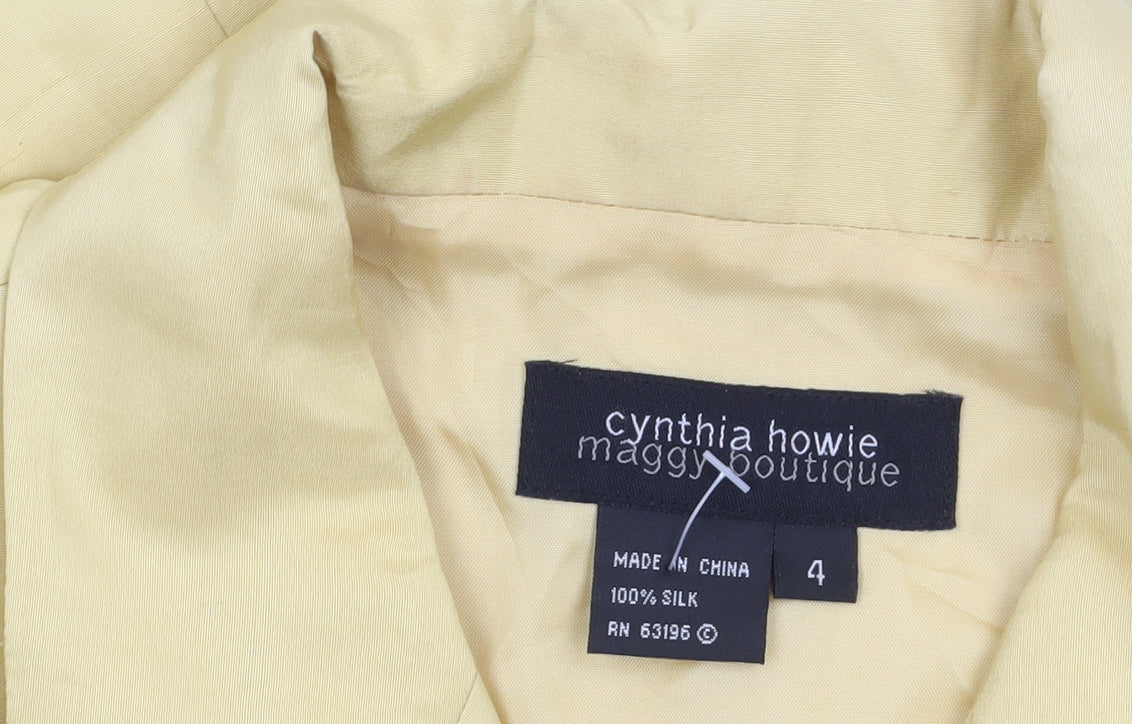 Cynthia Howie Women's Yellow Silk 3/4 Sleeve Single-Breasted Blazer Size 8