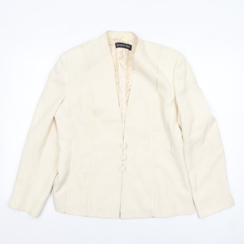 Jacques Vert Women Ivory Blazer UK 12 Single-Breasted Jacket