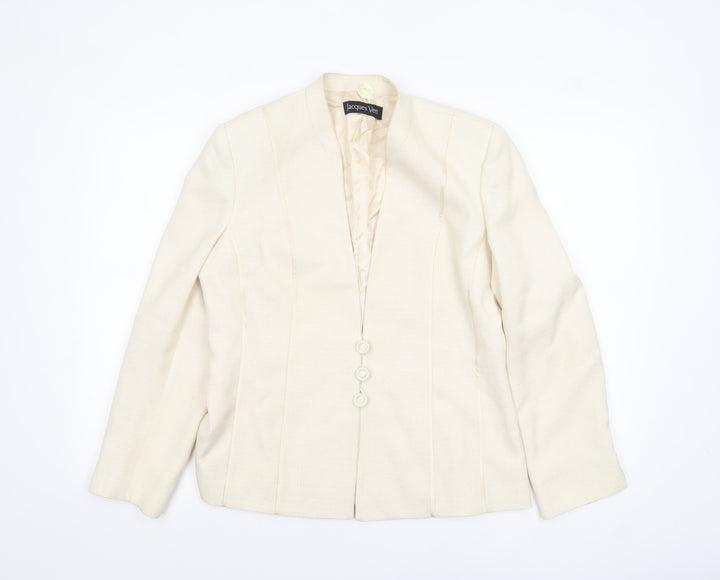 Jacques Vert Women Ivory Blazer UK 12 Single-Breasted Jacket