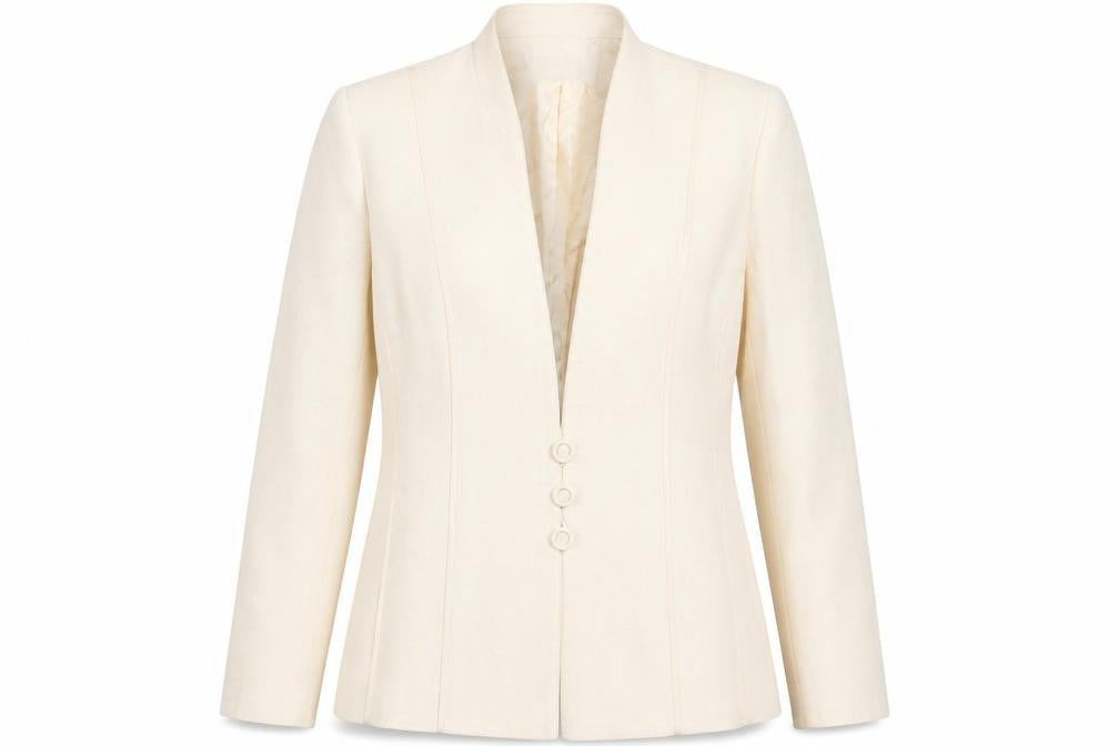 Front view of Jacques Vert Women Ivory Blazer UK 12 Single-Breasted Jacket