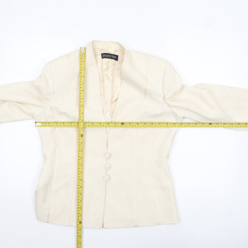 Jacques Vert Women Ivory Blazer UK 12 Single-Breasted Jacket