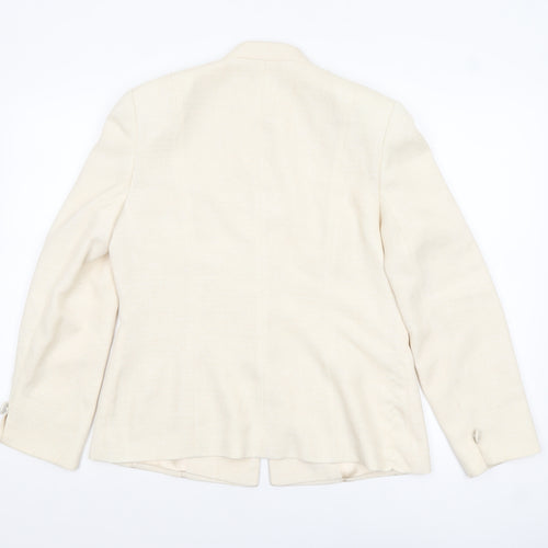Jacques Vert Women Ivory Blazer UK 12 Single-Breasted Jacket
