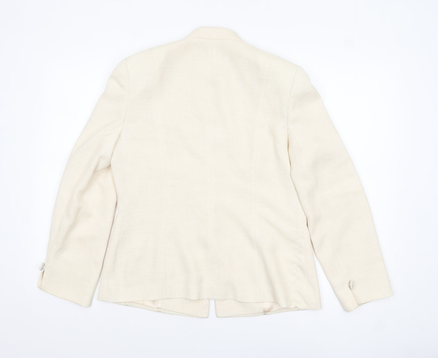 Jacques Vert Women Ivory Blazer UK 12 Single-Breasted Jacket
