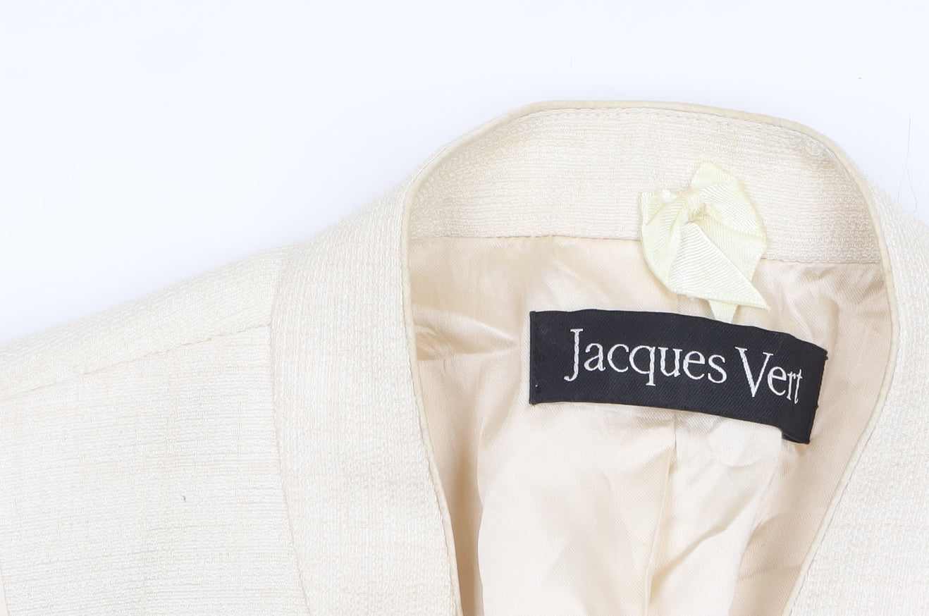 Jacques Vert Women Ivory Blazer UK 12 Single-Breasted Jacket