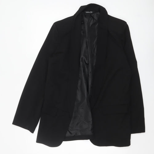 Boohoo Women Black Shawl Collar Single Breasted Blazer UK 14