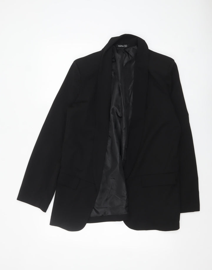 Boohoo Women Black Shawl Collar Single Breasted Blazer UK 14