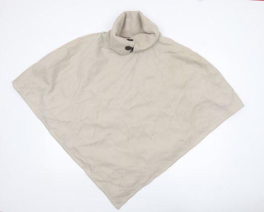 La Redoute Women Beige Fleece Poncho One Size Button Detail