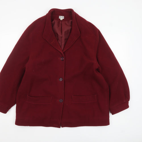 Angela Gore Women's Red Wool Overcoat Size 14 Classic Mid-Length