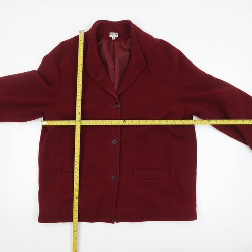 Angela Gore Women's Red Wool Overcoat Size 14 Classic Mid-Length