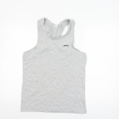 Slazenger Men Grey Sleeveless Regular Fit Cotton Sports Top S