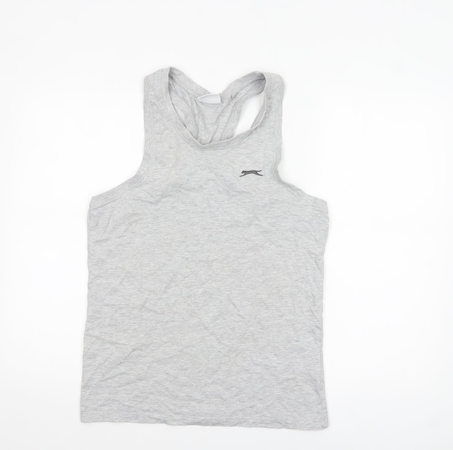 Slazenger Men Grey Sleeveless Regular Fit Cotton Sports Top S