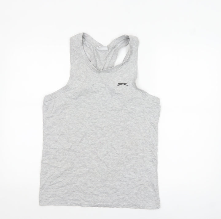 Slazenger Men Grey Sleeveless Regular Fit Cotton Sports Top S