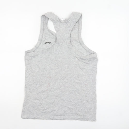 Slazenger Men Grey Sleeveless Regular Fit Cotton Sports Top S