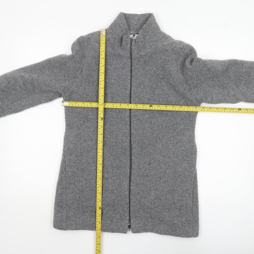 David Nieper Women's Grey Wool Blend Mid-Length Zip Coat Size 10